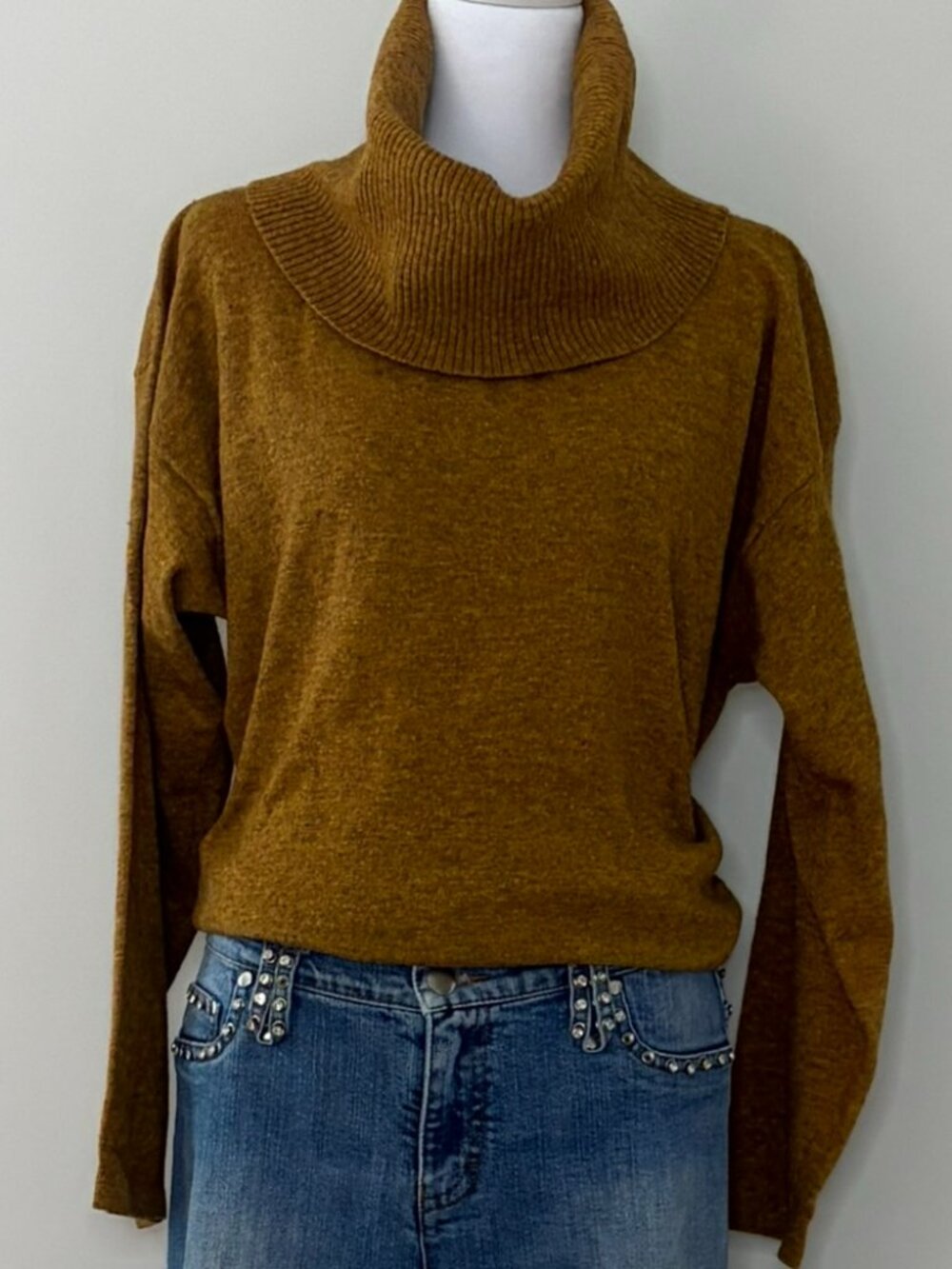 Vintage H2O Sports Lambswool Cowl Oversized Knit Sweater Mustard M/L
